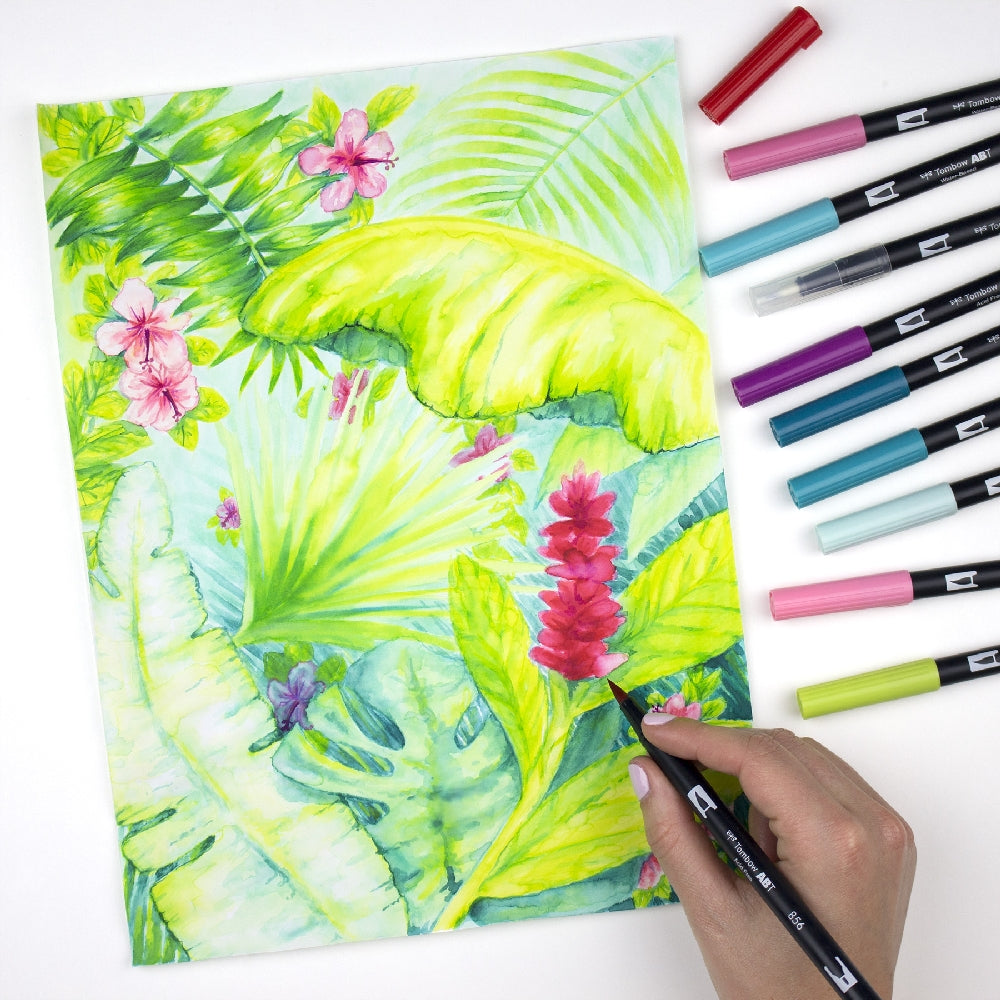 Dual Brush Pens - 10 Colour Tropical Set - Paper Kooka