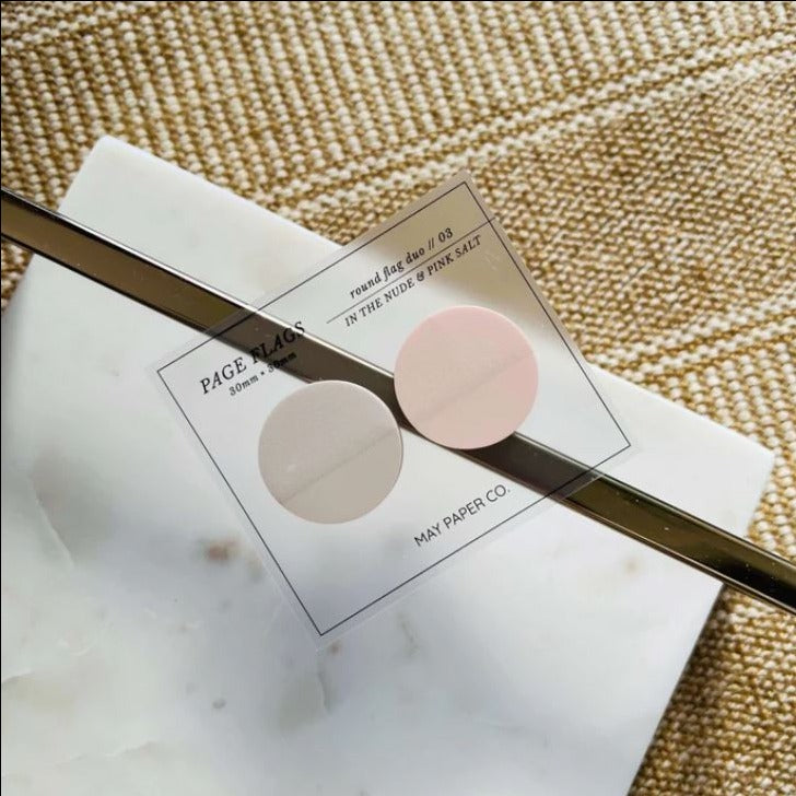 In The Nude & Pink Salt Transparent Round Page Flag Duo from May Paper Co. - Paper Kooka Australia