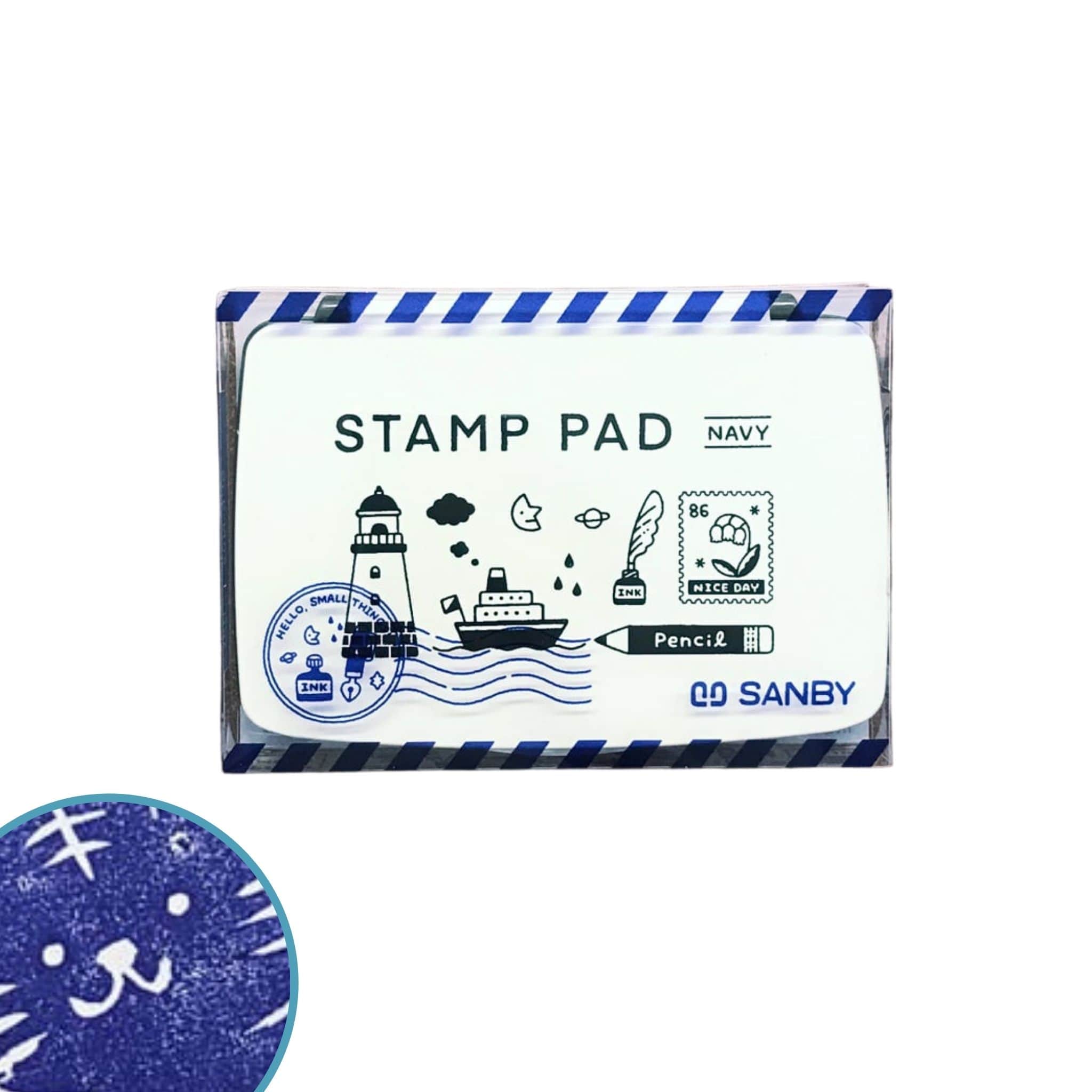 Sanby Hello Small Things Stamp Pad Blue Navy - Paper Kooka