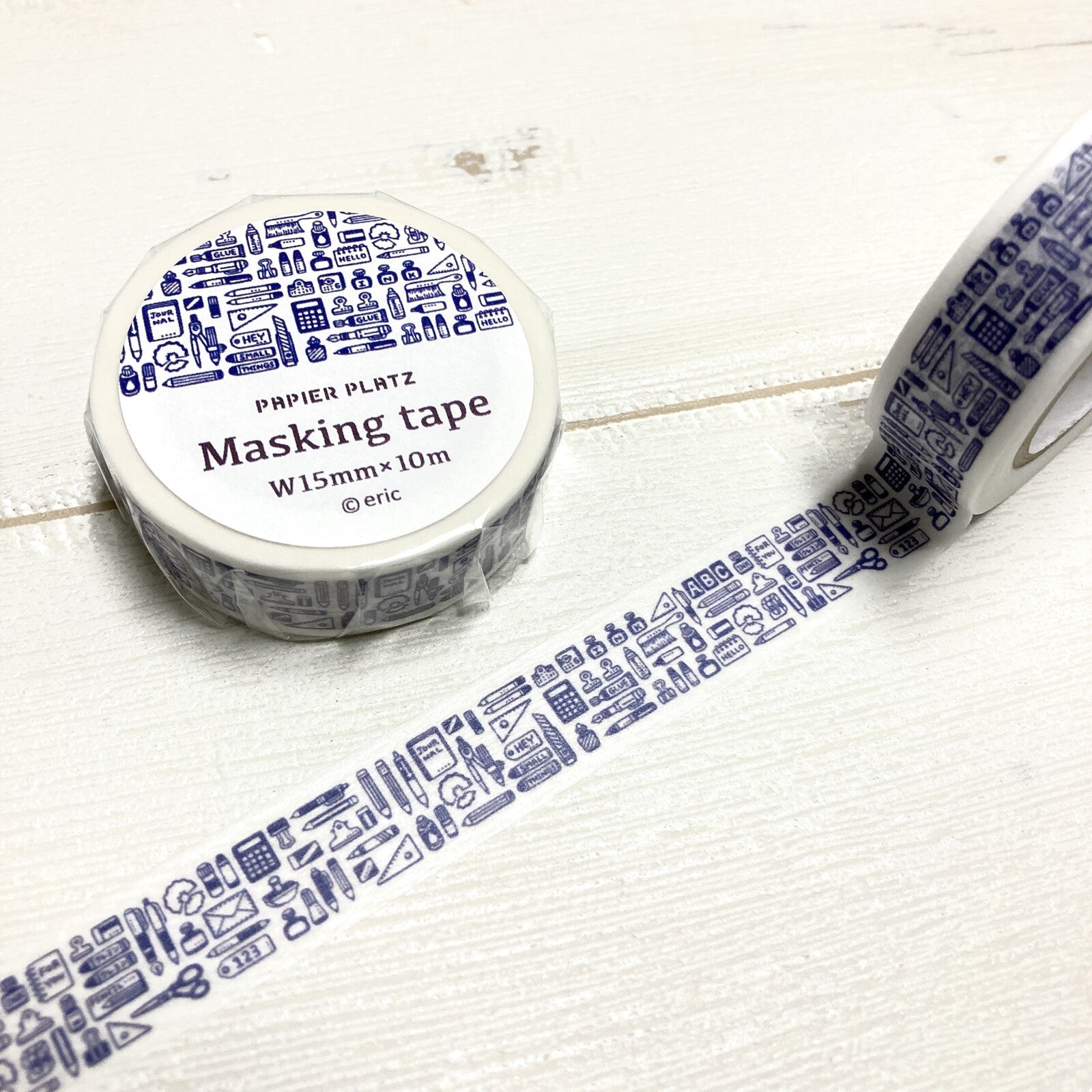 Papier Platz White & Blue Stationery washi tape - Paper Kooka Australia