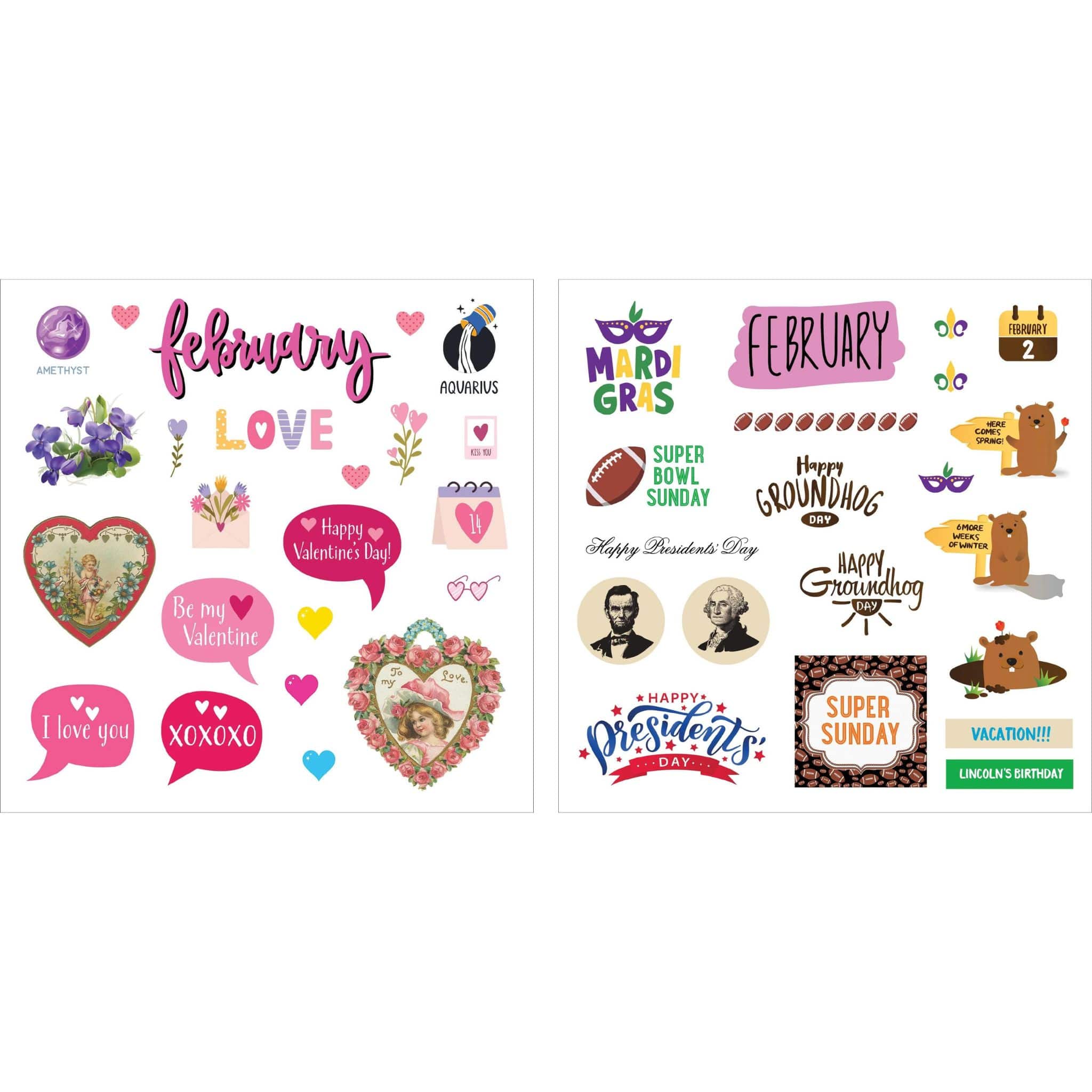 A Year in Stickers Sticker Book February designs- Paper Kooka Australia