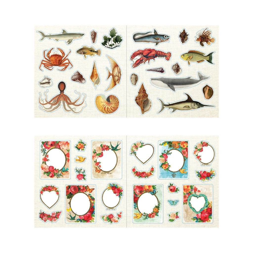Peter Pauper Press Loads of Ephemera Sticker Book with ocean animals - Paper Kooka Australia