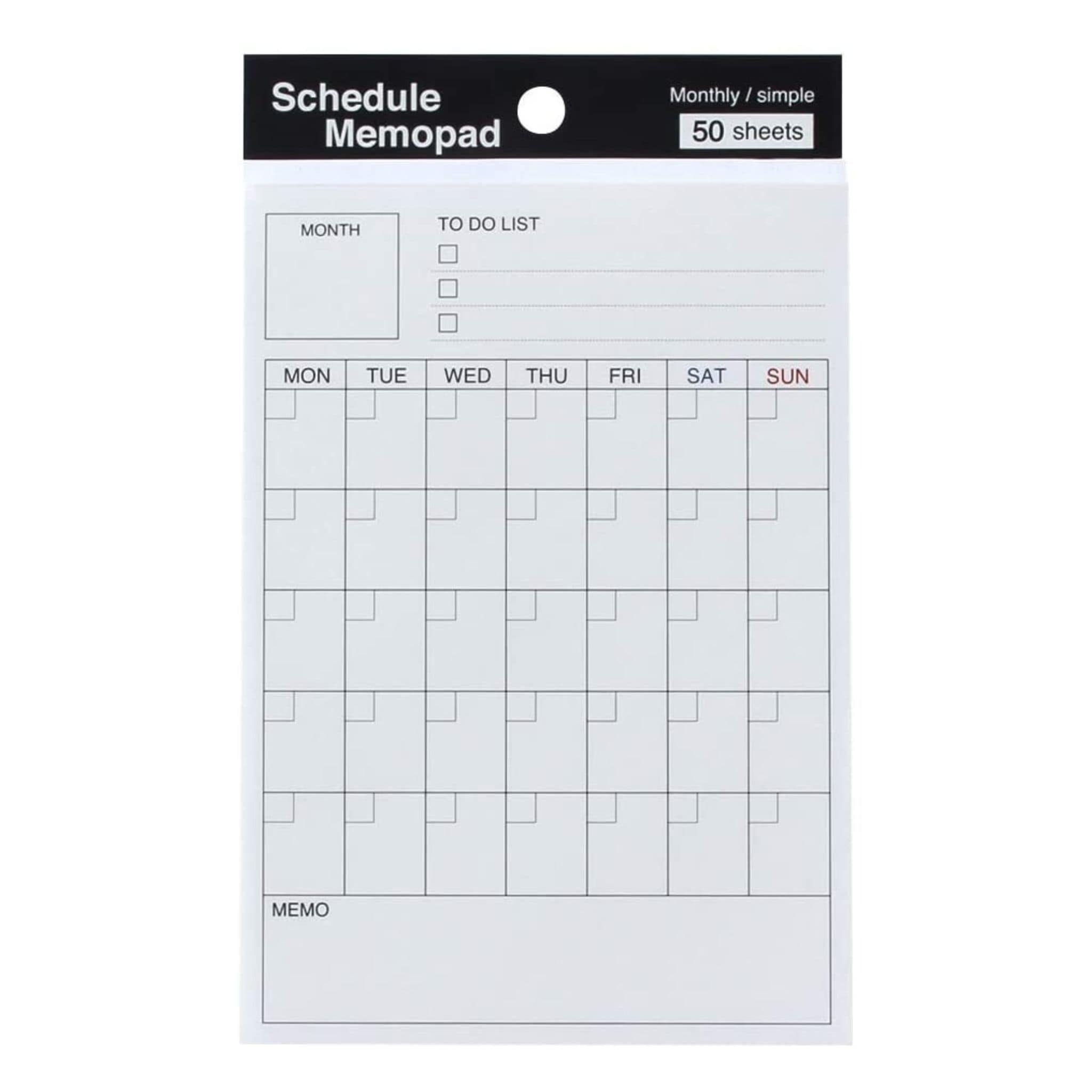 Pine Book A6 Simple Monthly Schedule Memo Pad - Paper Kooka Stationery