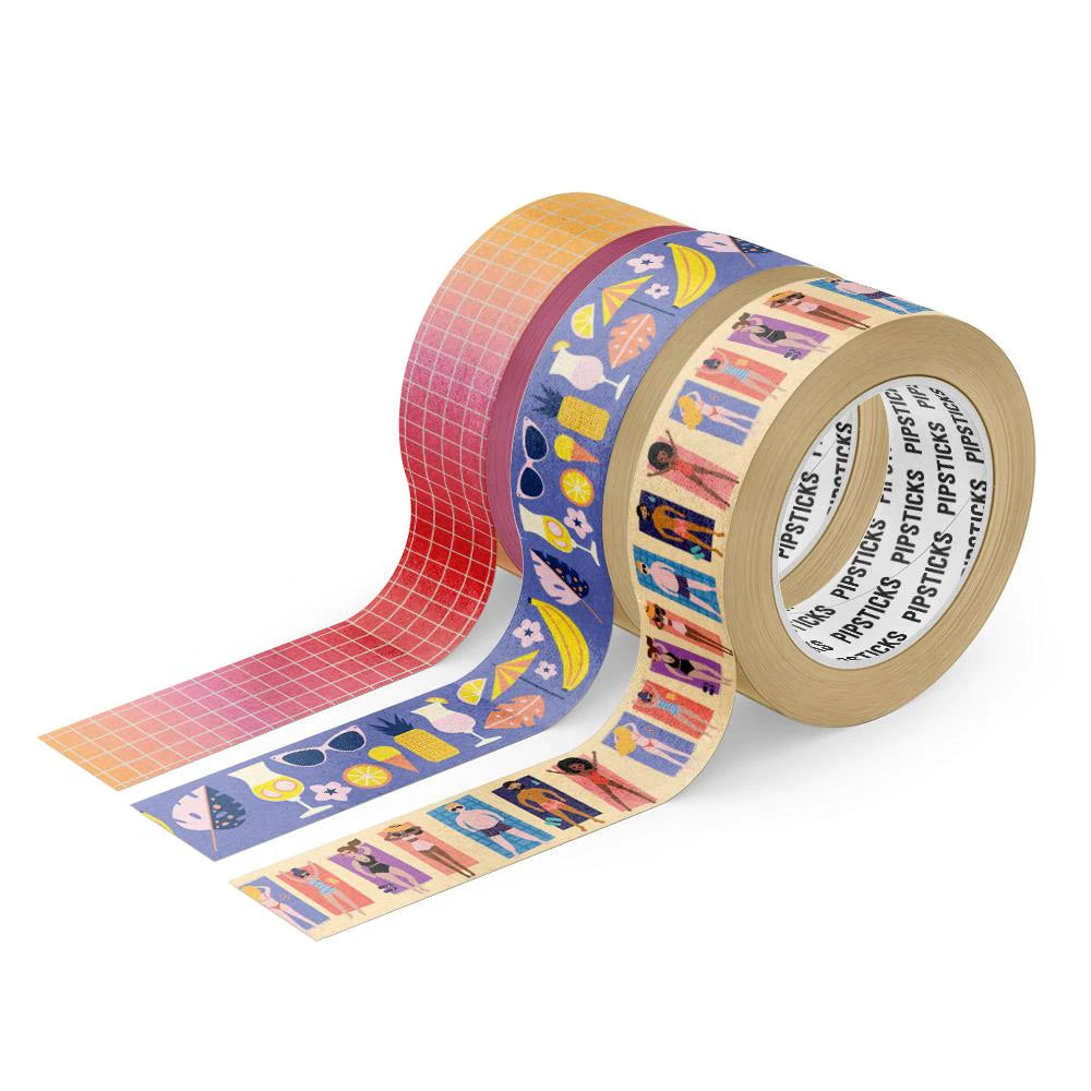 Pipsticks Fun In The Sun Washi Tape Set of 3 - Paper Kooka Australia