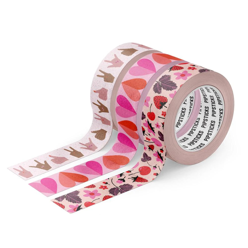Pipsticks Pink & Pretty Washi Tape Set of 3 - Paper Kooka Australia
