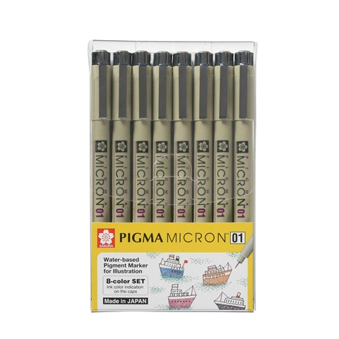 Sakura Pigma Micron Pen Set with 8 colours in size 01 (0.25mm) - Paper Kooka Australia