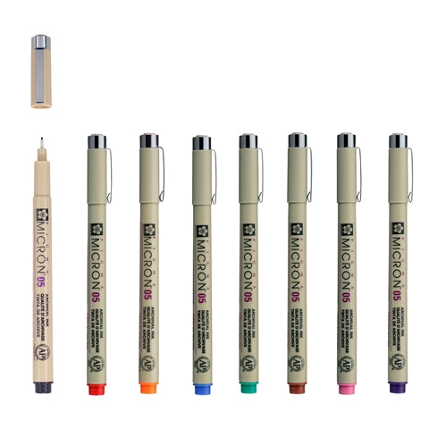 Sakura Pigma Micron Pen Set with 8 colours in size 05 swatches - Paper Kooka Australia