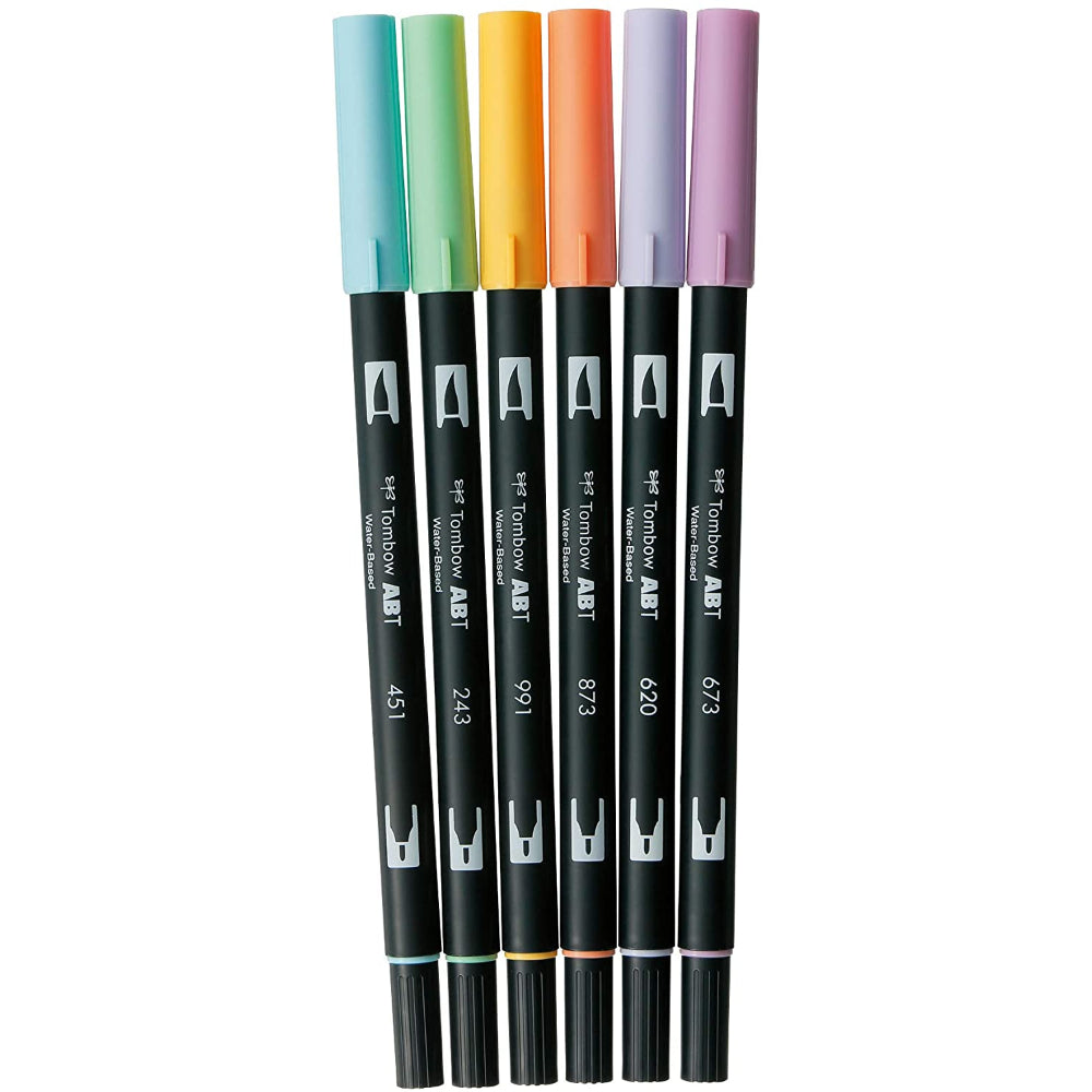 Tombow ABT Water-based Brush Pens 6 Colour Fancy Set - Paper Kooka Australia
