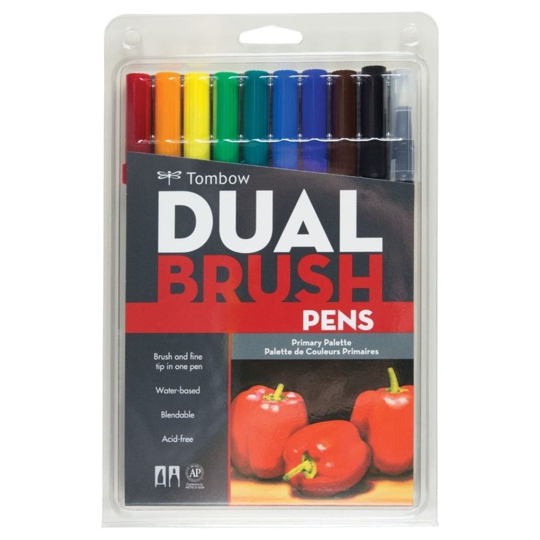 Dual-ended 10 Colour Primary Set of Tombow Brush Pens - Paper Kooka Australia
