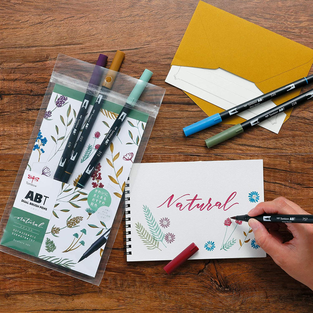 Tombow ABT Dual Brush Pens 6 Colour Natural Set - Paper Kooka Australia