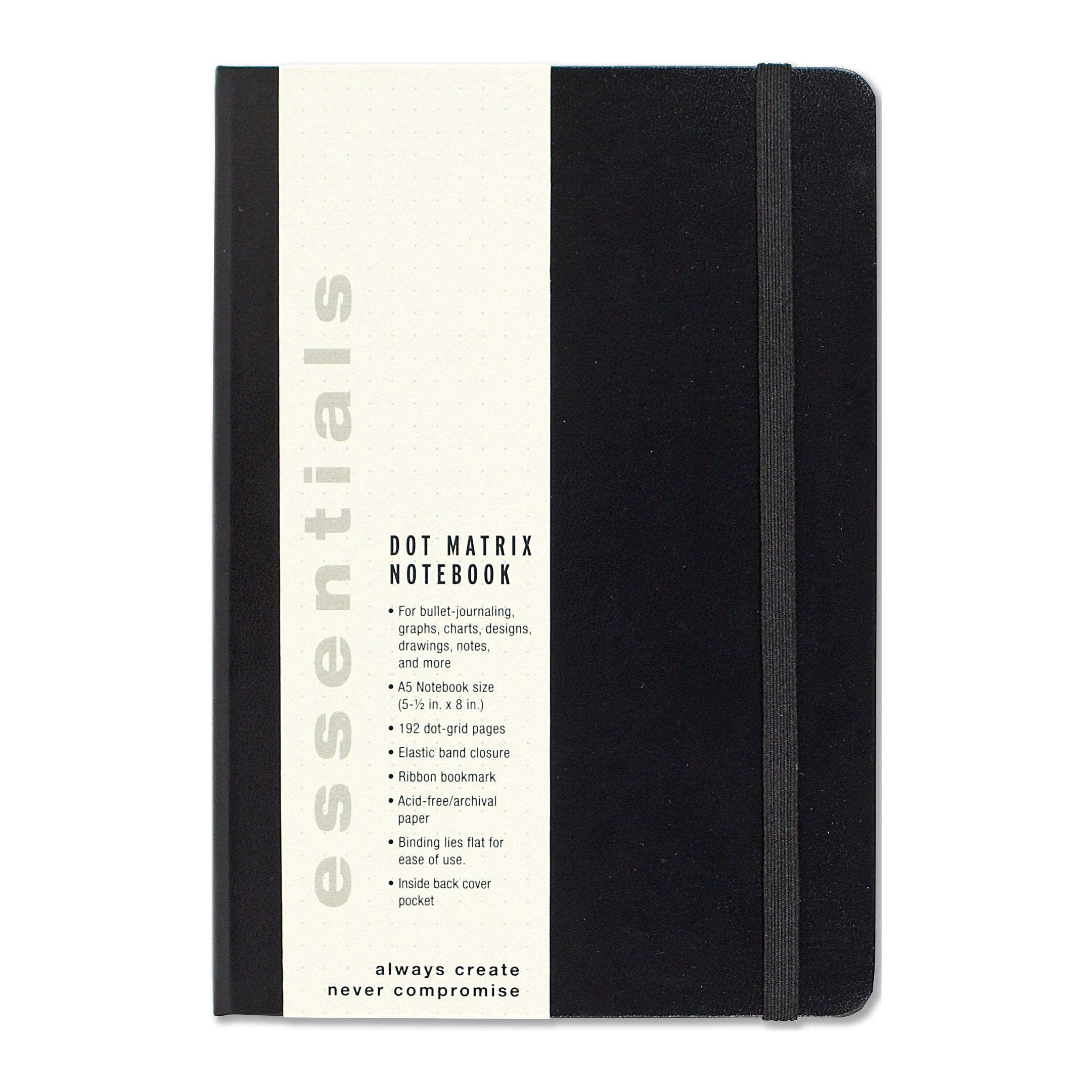 Essentials A5 Dotted Notebook - Black - Paper Kooka